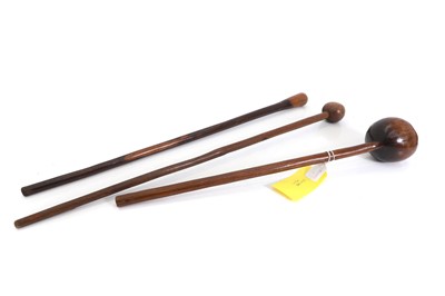 Lot 381 - A collection of three Zulu South African knobkerries