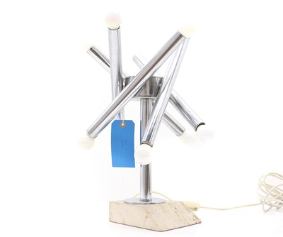 Lot 476 - An Italian chromed ten-light table lamp