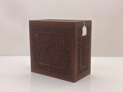 Lot 507 - An Anglo-Indian carved hardwood writing box