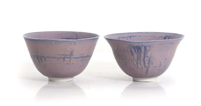 Lot 110 - A pair of studio ceramic footed bowls