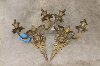 Lot 485 - A pair of brass wall sconces