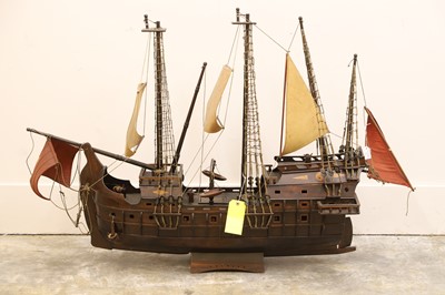 Lot 306 - An Indian rosewood model of a Spanish galleon