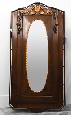 Lot 523 - An Art Nouveau Indian rosewood wall mirror