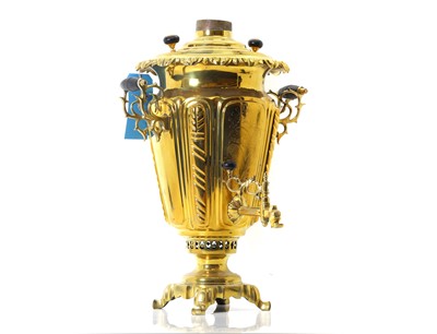Lot 255 - A large Russian brass samovar