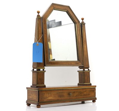 Lot 504 - A George III satinwood and walnut banded dressing table mirror