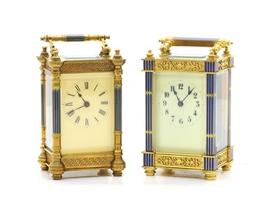 Lot 210 - Two brass cased carriage timepieces