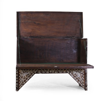 Lot 9 - A hardwood, ivory and mother-of-pearl chest-on-stand.