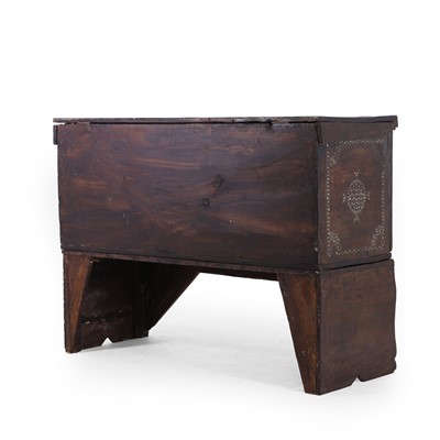 Lot 9 - A hardwood, ivory and mother-of-pearl chest-on-stand.