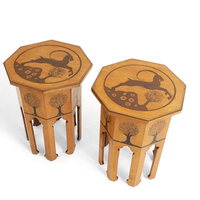 Lot 24 - A pair of penwork and inlaid octagonal tables