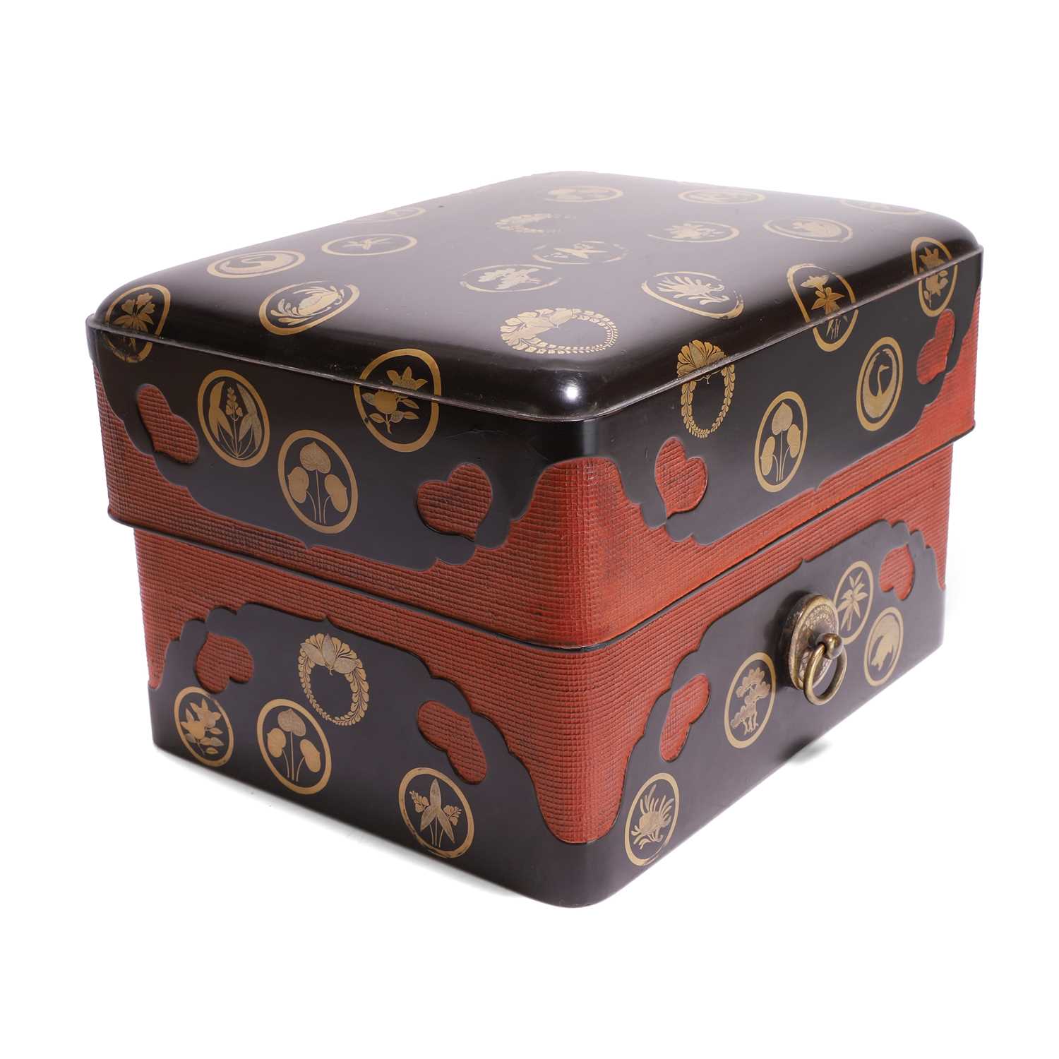 Lot 66 - A lacquered 'sumiakabako' red-cornered cosmetics box