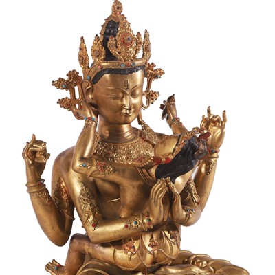 Lot 87 - A large gilt copper-alloy figure of Shadakshari Lokeshvara