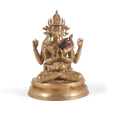 Lot 87 - A large gilt copper-alloy figure of Shadakshari Lokeshvara