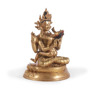 Lot 87 - A large gilt copper-alloy figure of Shadakshari Lokeshvara