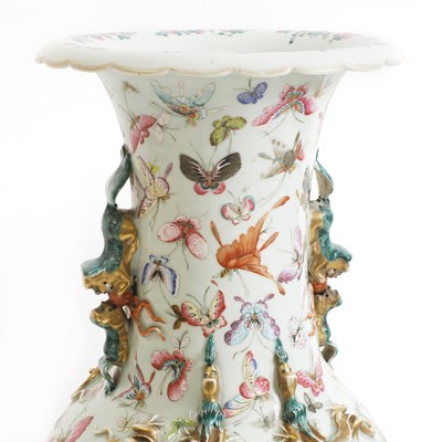Lot 3 - A pair of large Canton 'butterfly' vases