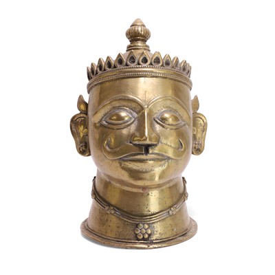 Lot 140 - A brass-alloy model Shiva Mukhalingam stupa cover