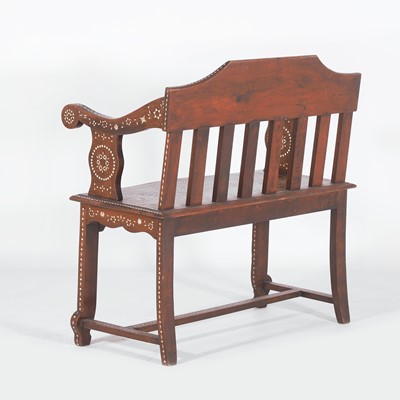 Lot 10 - An Anglo-Indian teak and bone-inlaid window seat