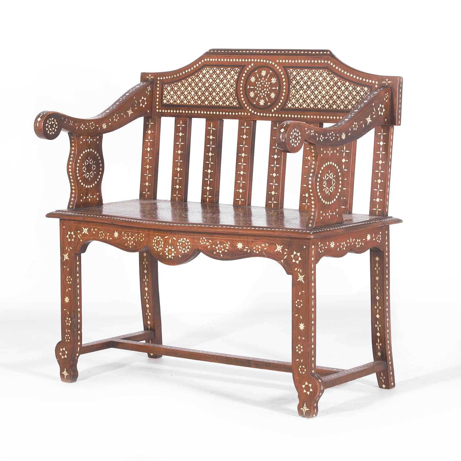Lot 10 - An Anglo-Indian teak and bone-inlaid window seat