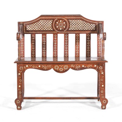 Lot 10 - An Anglo-Indian teak and bone-inlaid window seat