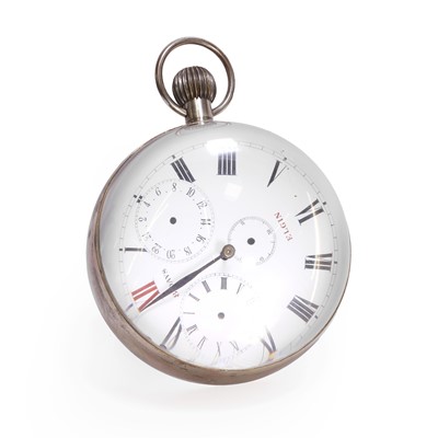 Lot 168 - A nickel-plated crown bullseye Goliath desk timepiece by Elgin