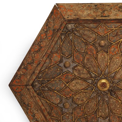 Lot 8 - An Ottoman hexagonal painted and giltwood ceiling panel
