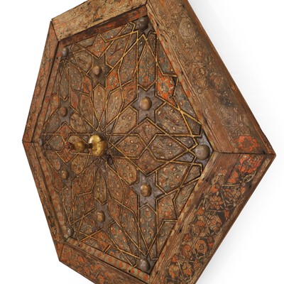 Lot 8 - An Ottoman hexagonal painted and giltwood ceiling panel