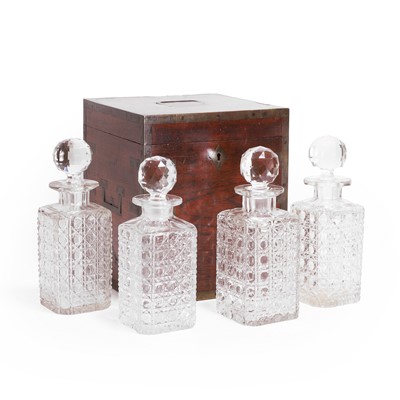 Lot 165 - A teak and brass-bound campaign decanter box