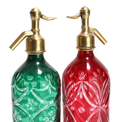 Lot 47 - A pair of cased cut-glass soda siphons