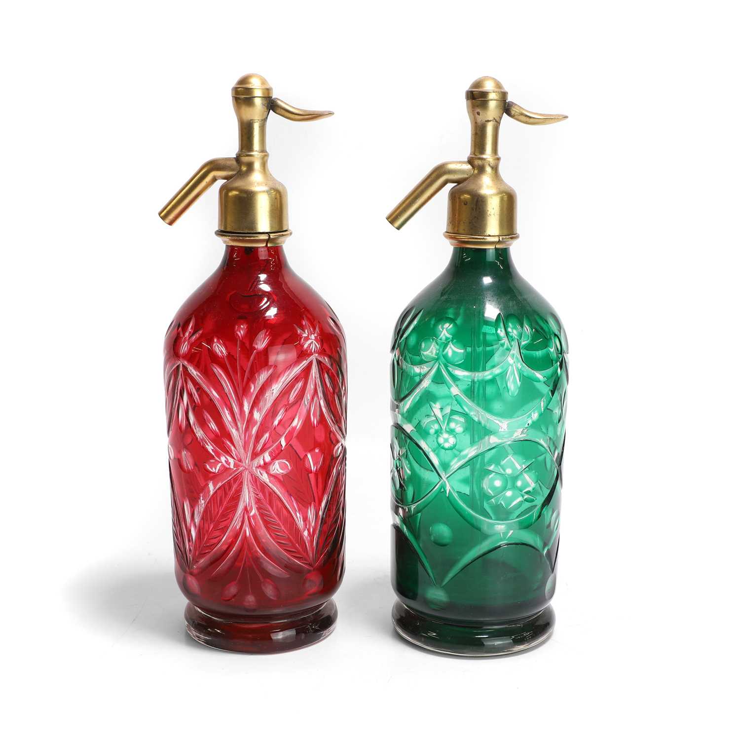 Lot 47 - A pair of cased cut-glass soda siphons