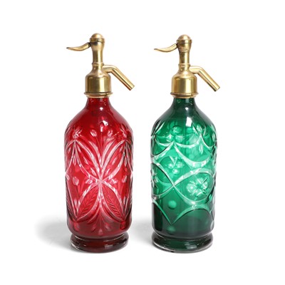 Lot 47 - A pair of cased cut-glass soda siphons
