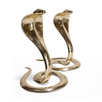 Lot 208 - A pair of large brass cobras