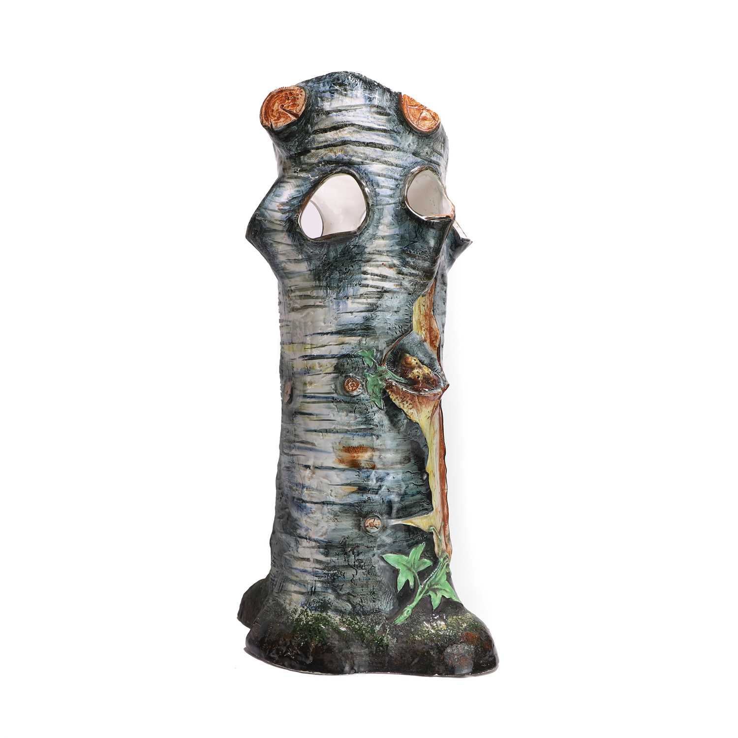 Lot 21 - A Nimy majolica pottery stick stand