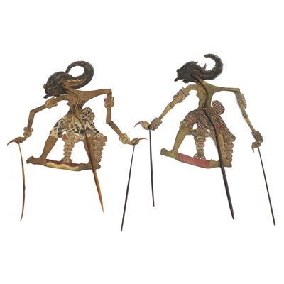 Lot 136 - A near pair of Wayang kulit painted shadow puppets