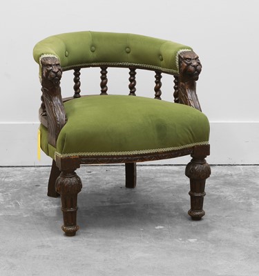 Lot 515 - A Jacobean style carved oak captain's chair