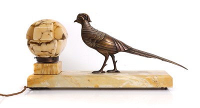 Lot 477 - An Art Deco bronze pheasant table lamp