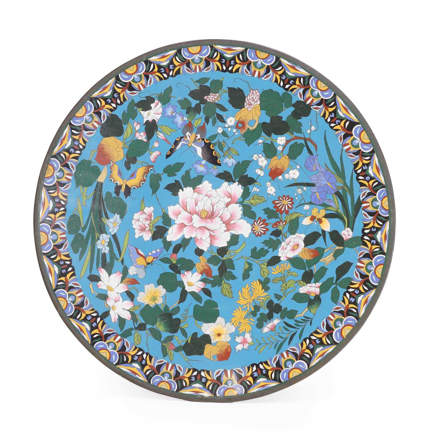 Lot 38 - A large cloisonné charger