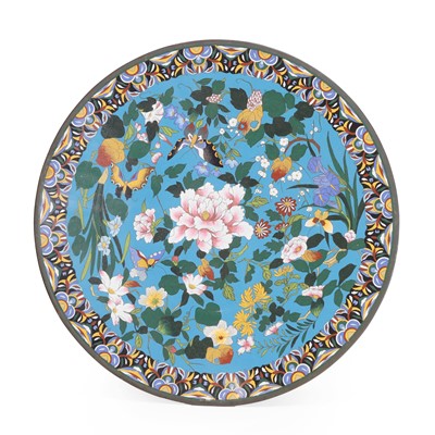 Lot 38 - A large cloisonné charger