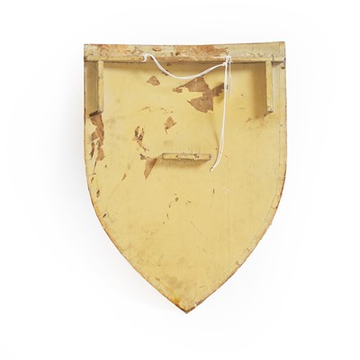 Lot 32 - A wooden painted royal coat of arms shield