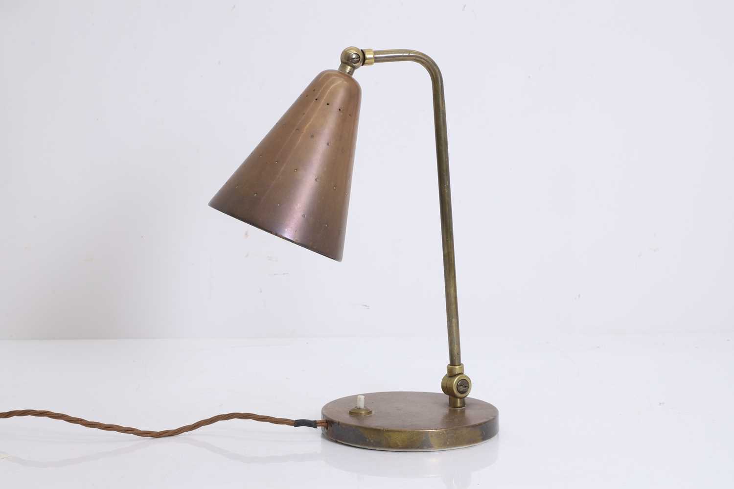 Lot 481 - A Danish brass adjustable table lamp