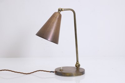 Lot 481 - A Danish brass adjustable table lamp