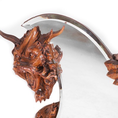 Lot 31 - A pair of carved walnut duelling-dragon mirrors in the manner of Gabriel-Frederic Viardot