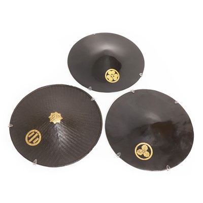 Lot 64 - A group of three Samurai 'jingasa' hats