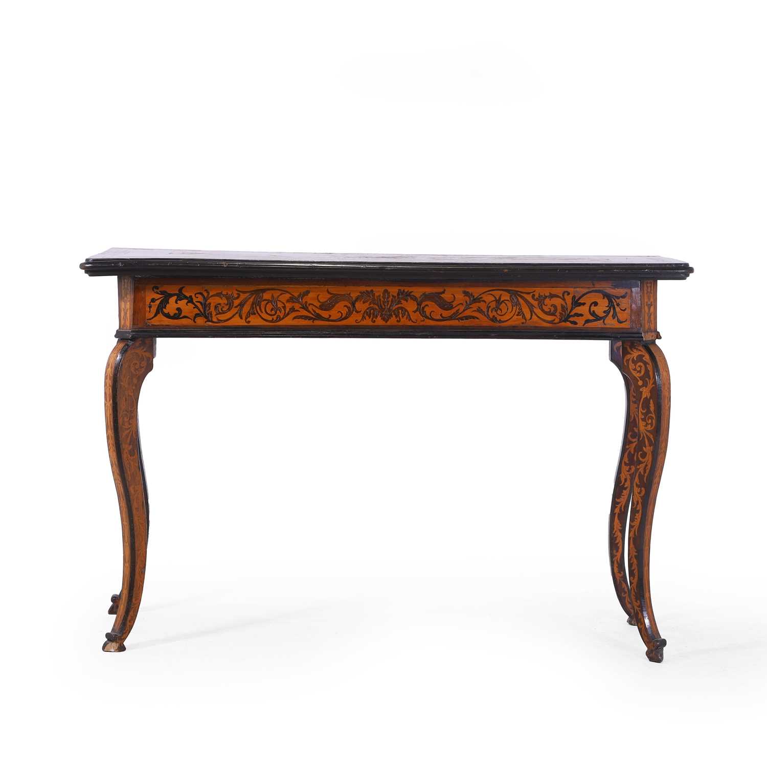 Lot 198 - A walnut and marquetry console table