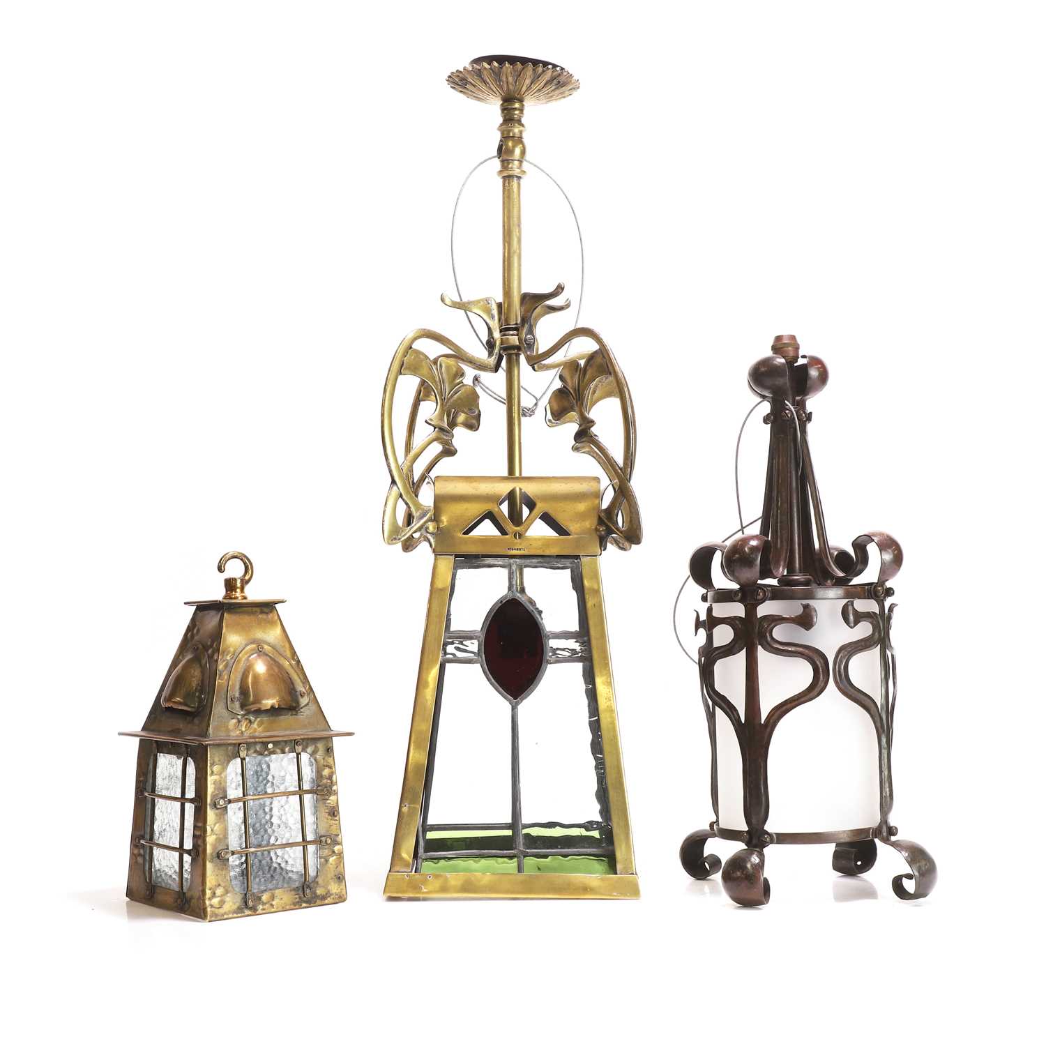 Lot 23 - Three Arts and Crafts lanterns