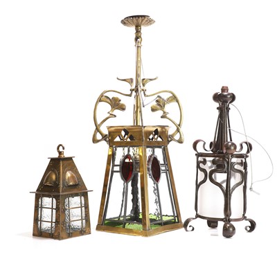 Lot 23 - Three Arts and Crafts lanterns