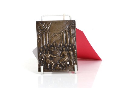 Lot 315 - A bronze plaquette of the Last Supper workshop of Matthias Walbaum (1554-1632)