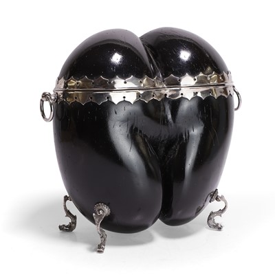 Lot 213 - A silver-plate-mounted coco de mer tea caddy