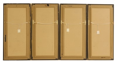 Lot 89 - A set of four pierced and lacquered screen panels