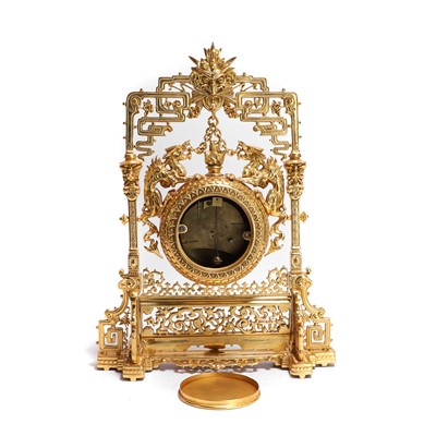 Lot 16 - A gilt-brass Japonesque mantel timepiece