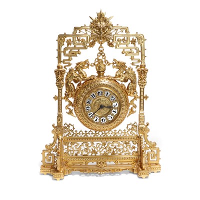 Lot 16 - A gilt-brass Japonesque mantel timepiece