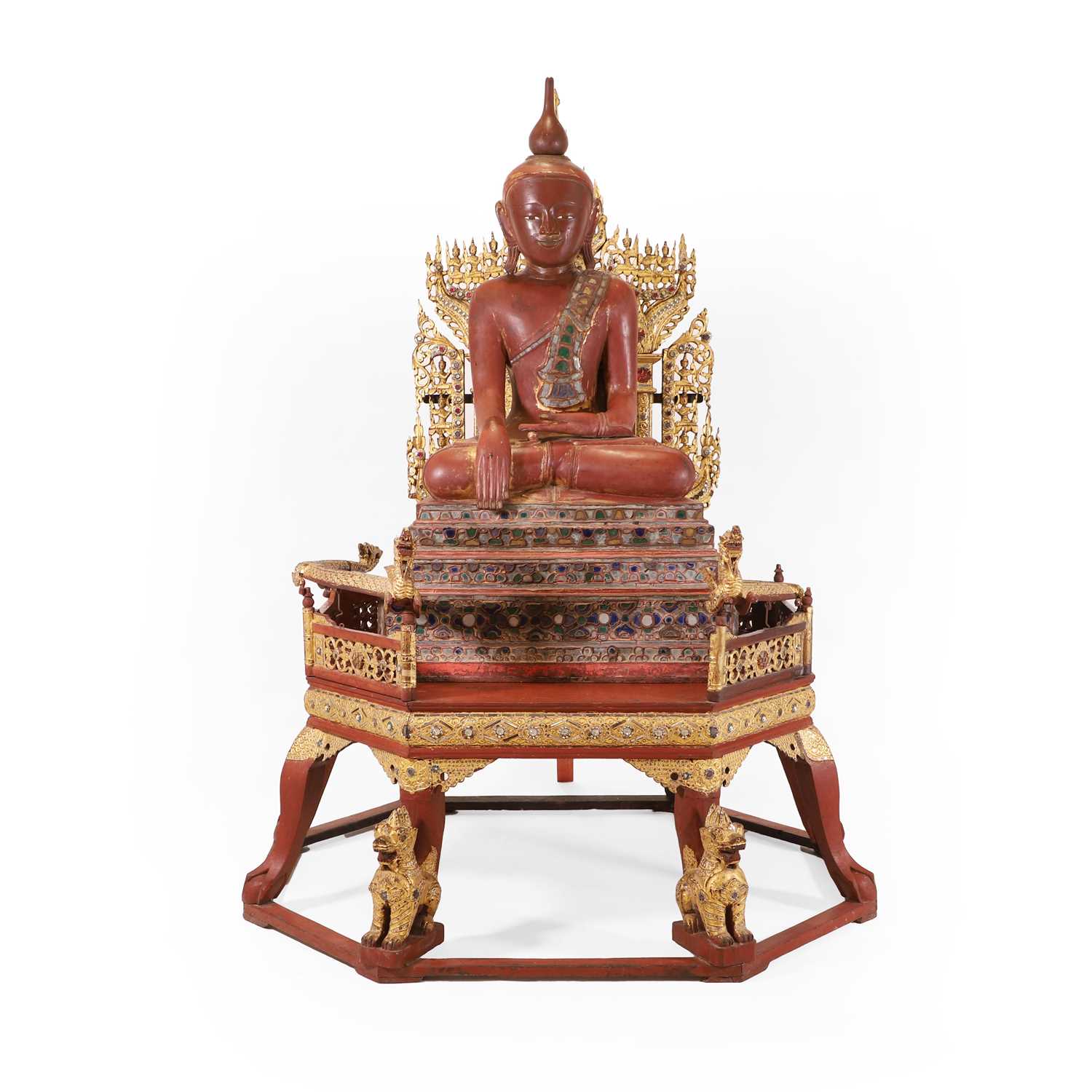 Lot 68 - A large Shan-style red lacquer Buddha